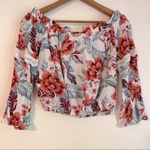 American Rag Cie Women's Long Sleeve off the shoulder crop top